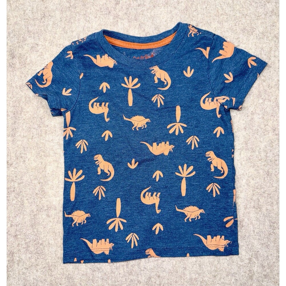 Cat & Jack Boys 18M Blue Tshirt Orange Dinosaurs